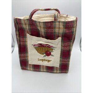 Longaberger Baskets Orchard Park Plaid Apple Basket Tote Bag 8x8x4